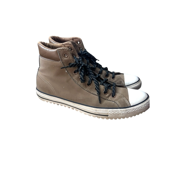 Men's Converse All Star Brown Leather High-Top Sneakers 11.5 Classic Look - Picture 1 of 11